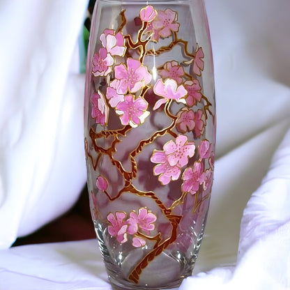 Handpainted Cherry Blossoms and Sakura Flower Vase - Personalized with Name or Initials - Mother's Day Gift, Bridal Gift - Home Decor