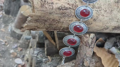 Handcrafted Red Stone Filigree Bracelets - Unique Artisan Jewelry with Bohemian Flair - Boho Chic Statement Cuffs