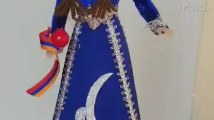 Royal Blue Taraz Design - Armenian National Doll: Symbolizing Aristocracy and Tradition |  Armenian Nobility | Unique Armenian Gift | Barbie