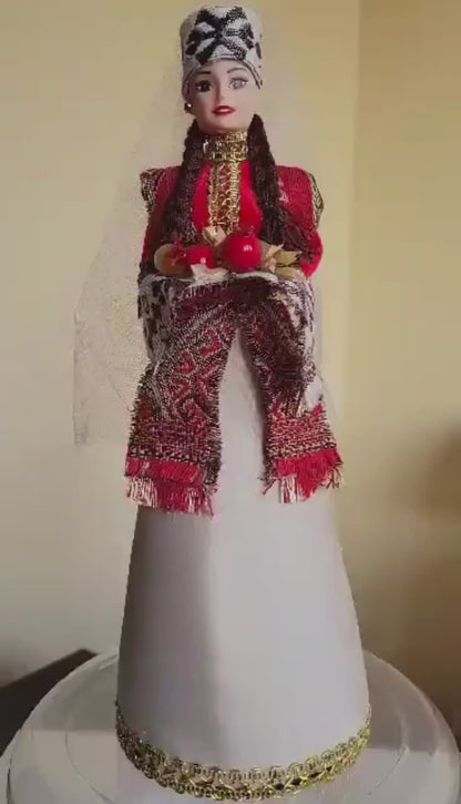 Hospitable Barbie - Armenian Barbie Doll - Red Taraz Traditional Ethnic Decor - Cultural Collectible - Table Centerpiece