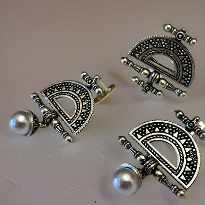 Armenian Canetille Dangle Earrings Ethnic Chandelier Pearl Earrings Set with Armenian Motifs