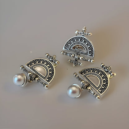 Armenian Canetille Dangle Earrings Ethnic Chandelier Pearl Earrings Set with Armenian Motifs