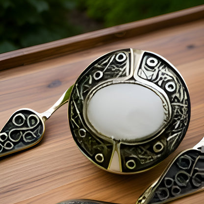 Antique-style Sterling Silver Filigree Set with Milky White Quartz and Fantasy Armenian Design - Ring and Earrings