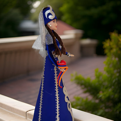 Royal Blue Taraz Design - Armenian National Doll: Symbolizing Aristocracy and Tradition |  Armenian Nobility | Unique Armenian Gift | Barbie