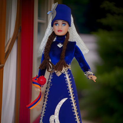 Royal Blue Taraz Design - Armenian National Doll: Symbolizing Aristocracy and Tradition |  Armenian Nobility | Unique Armenian Gift | Barbie