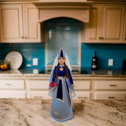 Powder Blue Taraz Design - Armenian National Doll Symbolizing Aristocracy and Tradition | Armenian Nobility | Unique Armenian Gift | Barbie